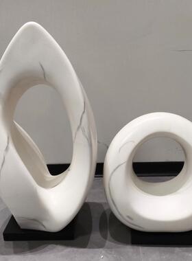 现代简约抽象玻璃钢雕塑摆件白色几何造型装饰品客厅艺术品