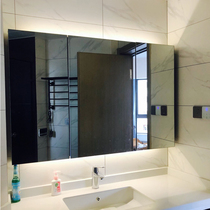 北欧实木浴室镜柜挂墙式可装LED灯现代卫生间防雾镜箱厕所镜子柜