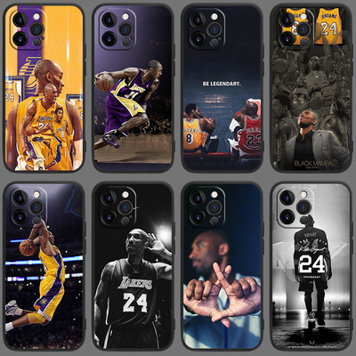 NBA科比适用苹果15手机壳iPhone11121314pro新款XSMAX全包13mini硅胶15plus保护套13Promax防摔篮球24号明星