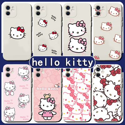 hellokitty手机保护壳苹果14promax适用于华为mate50黑皮红米note13黑色OPPOa97Hellovivox90哈喽小米11青春