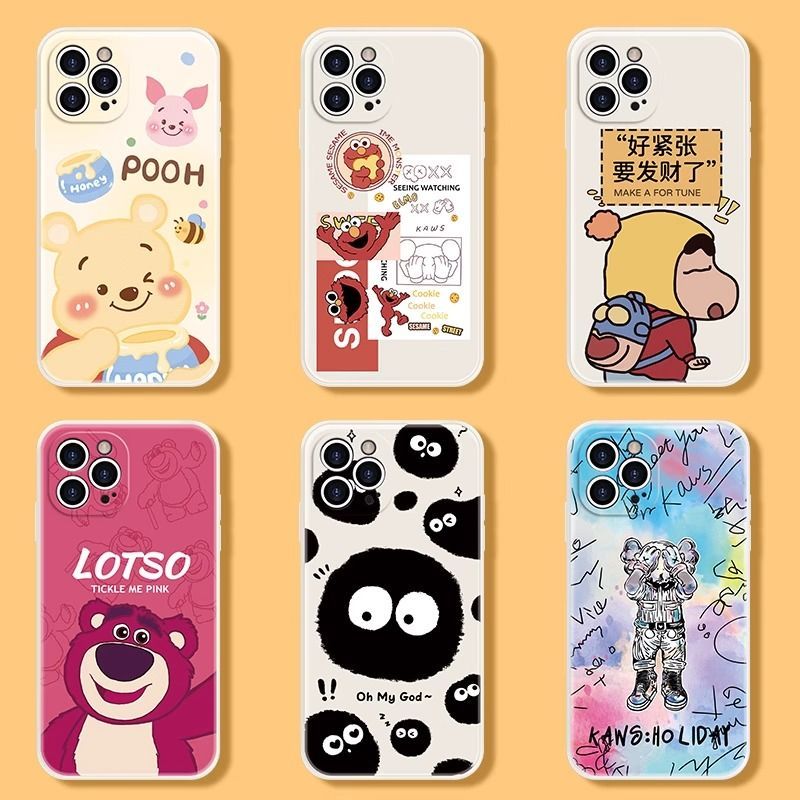 蜜罐熊熊苹果15手机保护壳新款iPhone13全包防摔保护套14pro隐形支架max女网红xr高级感xs适用于ip11卡通个性
