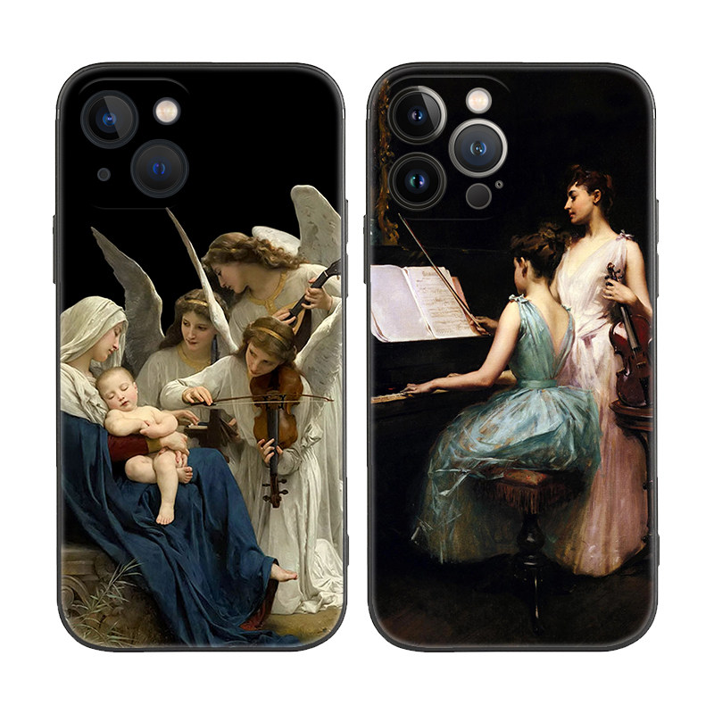 欧美古典文艺油画音乐天使音乐生适用iPhone15pro/14Promax苹果13mini手机壳12/11