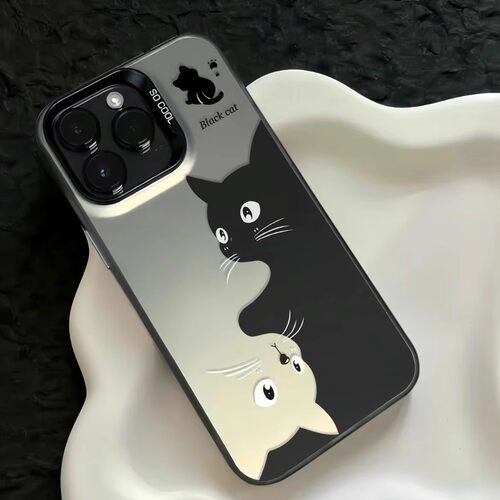 焱焱卡通黑白猫咪适用苹