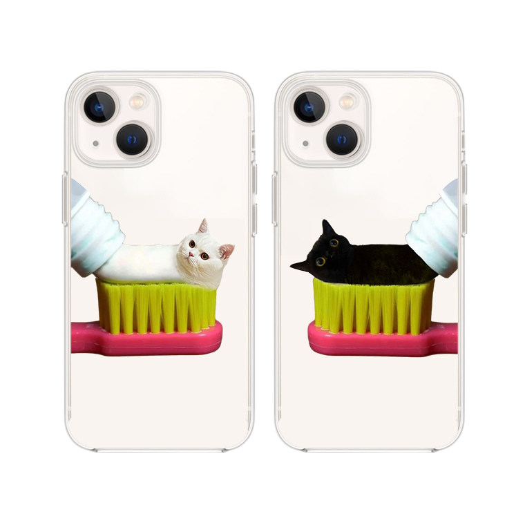 牙膏猫咪手机壳适用iPhone14苹果13promax/12情侣15u可爱xs软xr华为mate60pro手机保护套P60荣耀小米创意oppo