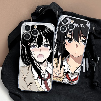 樱岛麻衣学姐适用苹果15/14pro手机壳13少女12mini二次元11动漫8日系7max搞笑xs透明6iPhonese套plus创意XR