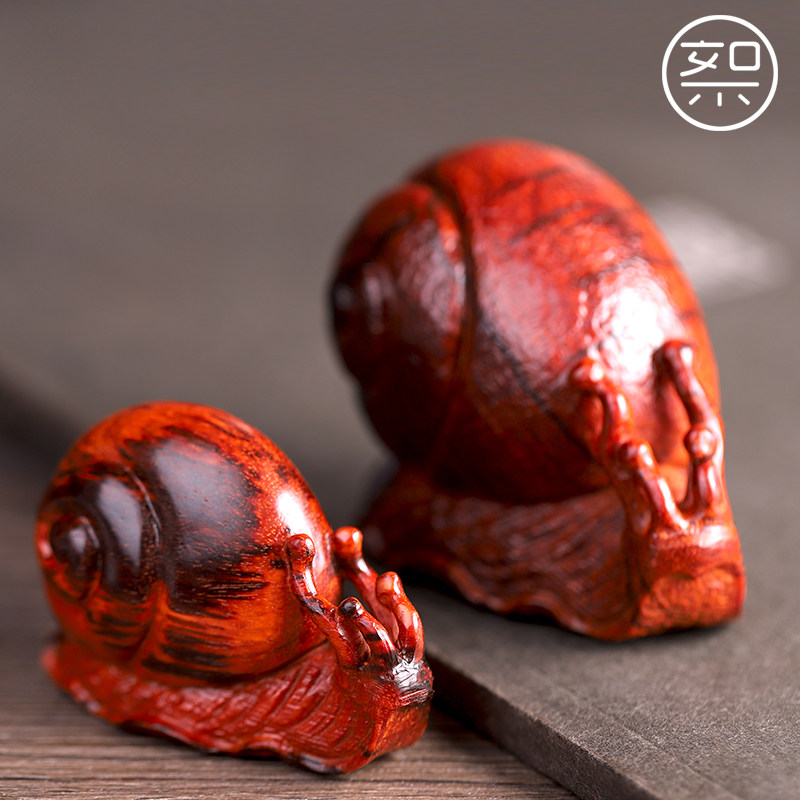 絮旧 蜗牛手把件 印度小叶紫檀木雕工艺品雕刻小件文玩把玩物件男
