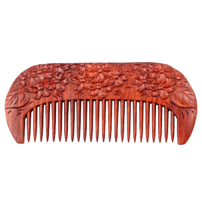 絮旧小叶紫檀木梳子富贵头梳红木