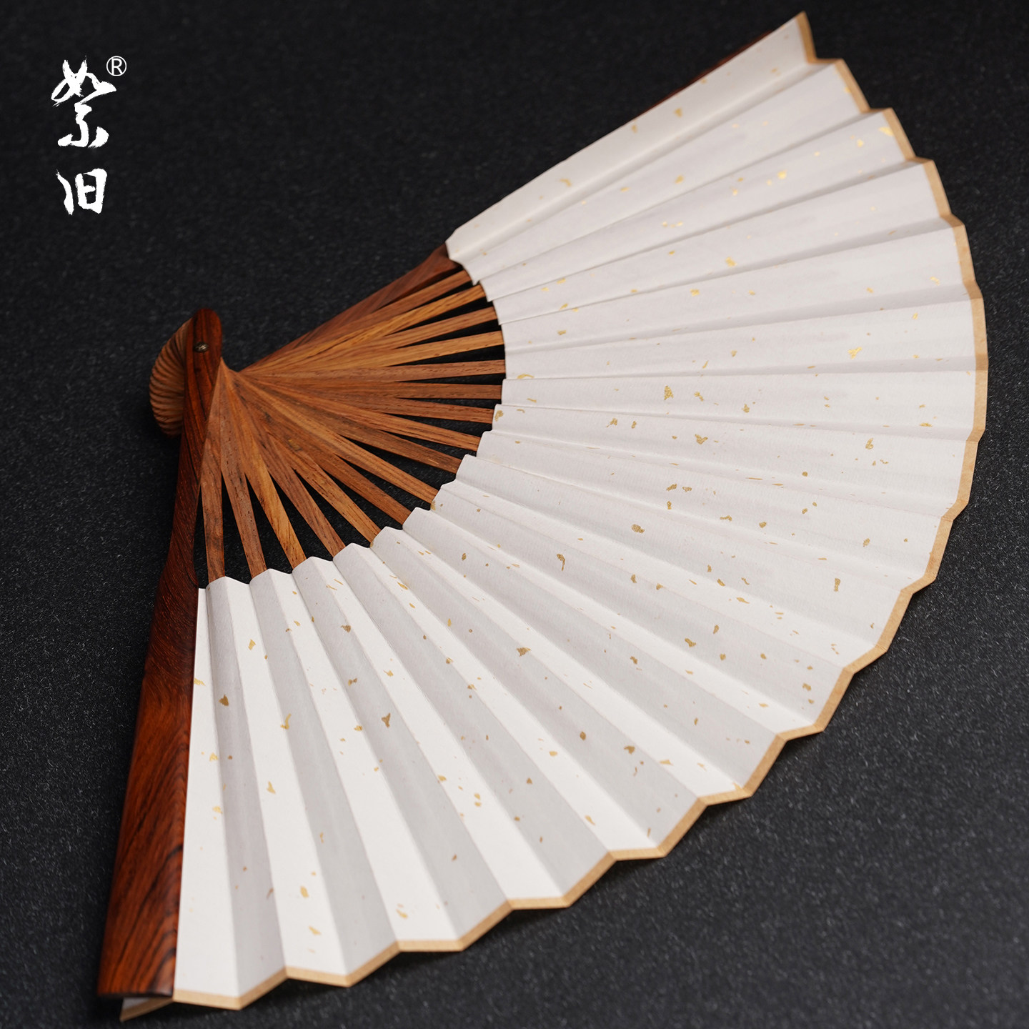 絮旧海南黄花梨八寸文人创作折扇子降香黄檀老料油梨送礼长辈领导