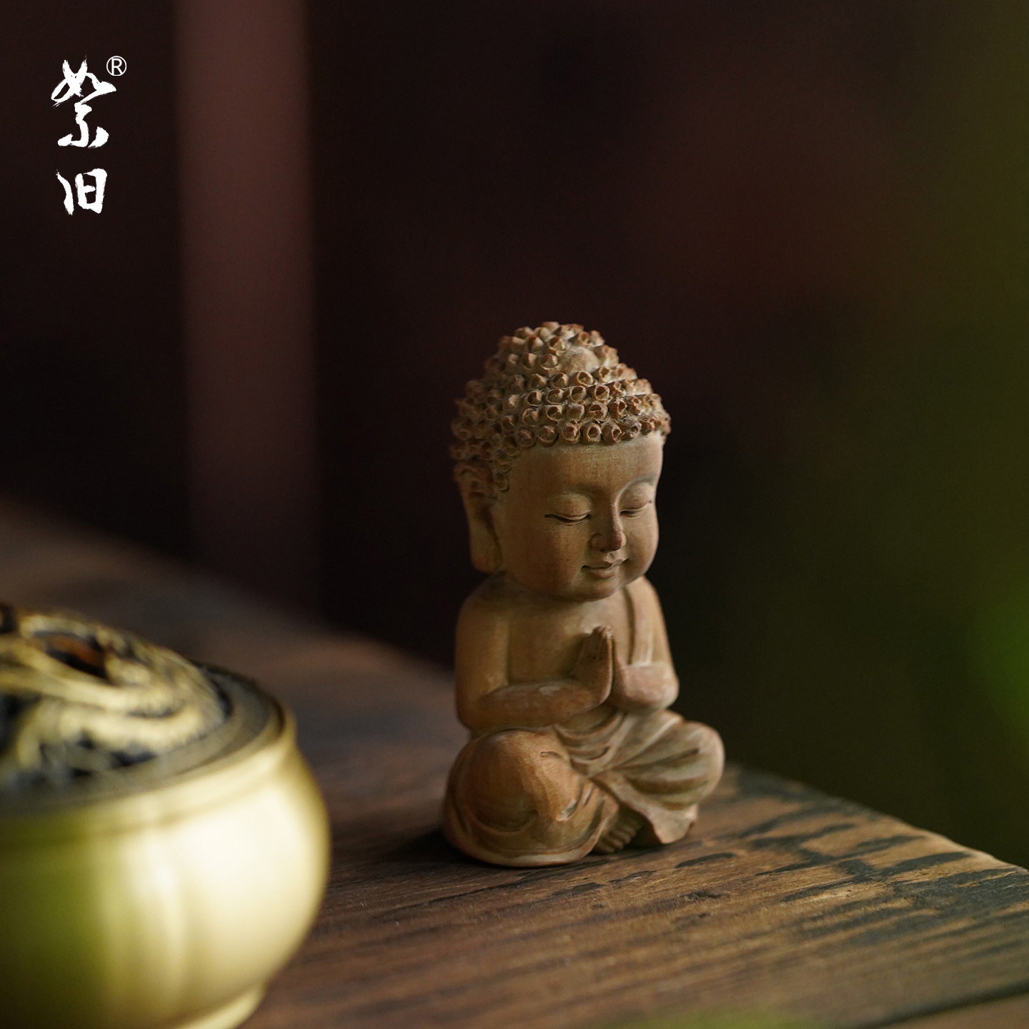 絮旧印度迈索尔老山檀香宝宝佛手把件正区老料子手工雕刻大日如来