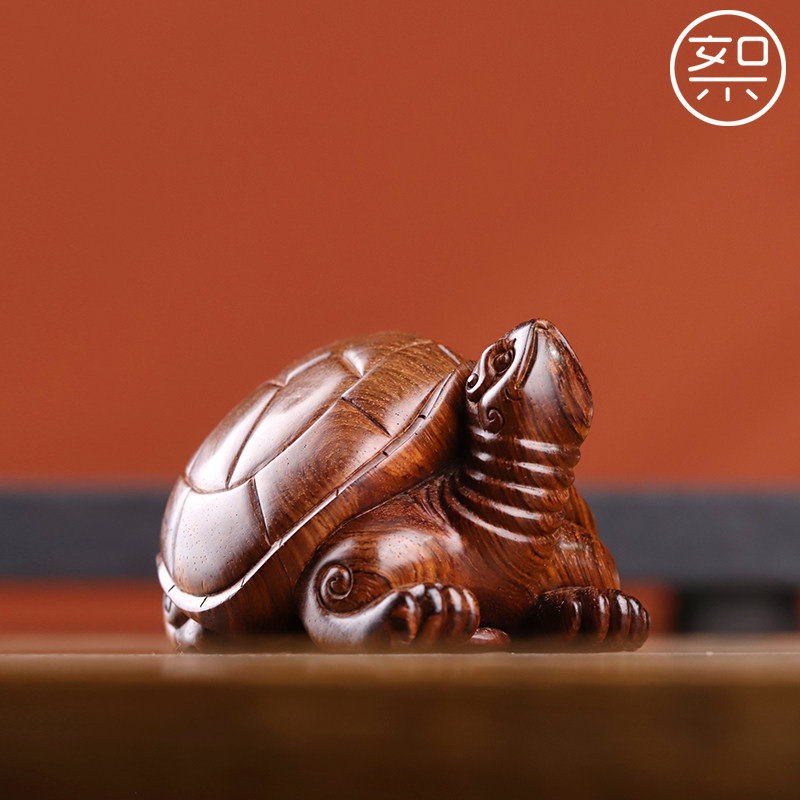 絮旧 海黄乌龟手把件小摆件 正宗海南黄花梨木雕刻小件把玩物件男