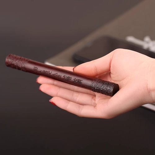 印度小叶紫檀金箍棒手把件