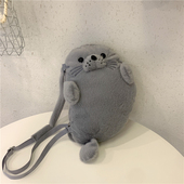 2025新款 毛绒绒包卡通背包 秋冬毛绒包包可爱海豹小包高颜值便携式