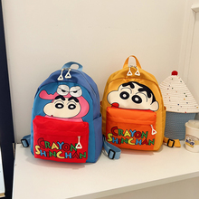 新款蜡笔小新背包儿童可爱卡通幼儿园拼色双肩包小学生百搭小书包