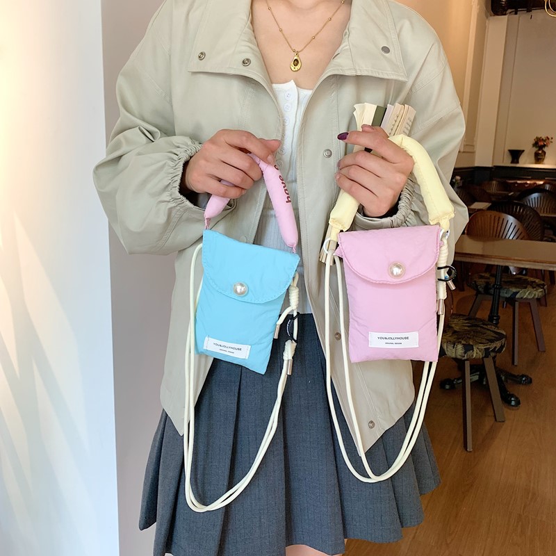 撞色手机小包包女生2025新款超火百搭斜挎包迷你洋气学生单肩小包