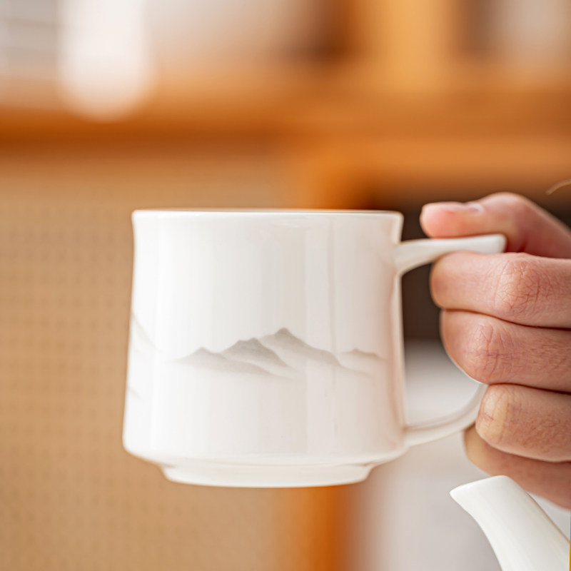中式茶杯把杯陶瓷单杯防烫