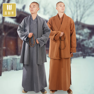 真如界僧服男冬季加厚保暖羊绒大衣披风双面绒居士服僧衣外套斗篷