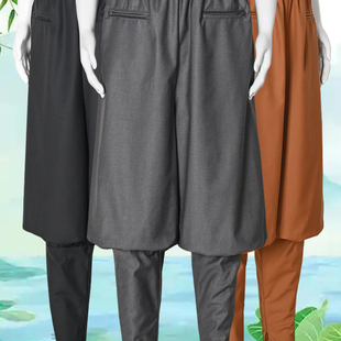 新品 子加厚僧裤 抗皱西装 师父打坐裤 男女 布免绑腿裤 真如界僧服四季