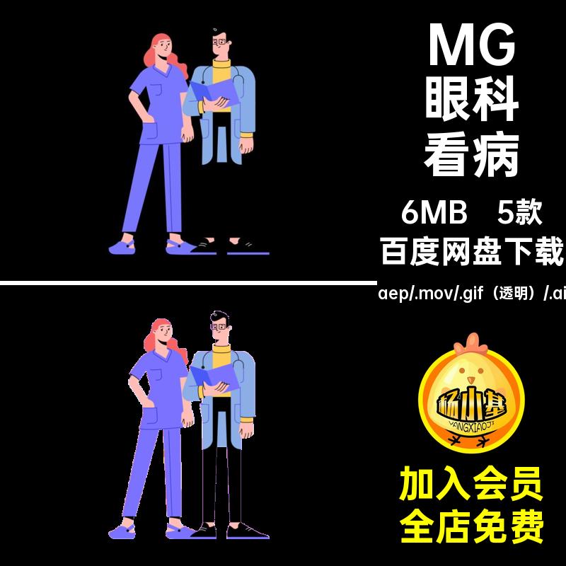 5款MG医疗看病源文件卡通眼科动画AEAI透明产检儿科GIFMOVPR人物