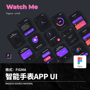 时尚智能手表Watch卡片点子设备UI界面功能组件Figma设计素材模板