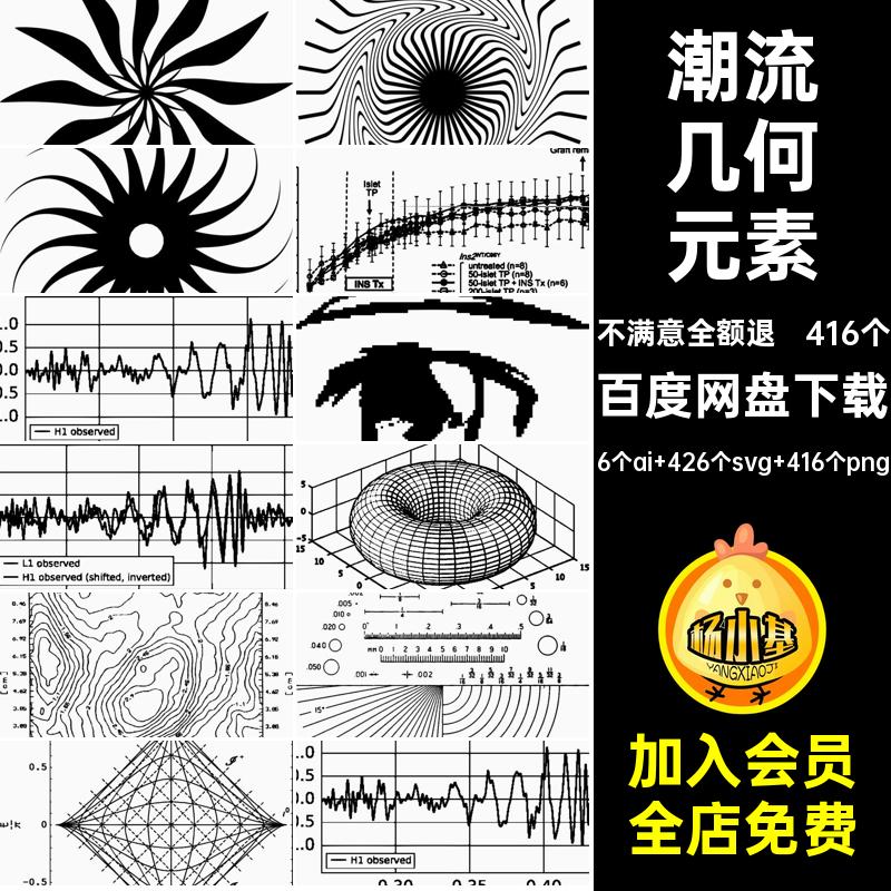 416个多种几何元素AI赛博潮流科技朋克素材svg矢量png图形警示