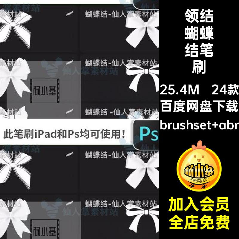 发带蝴蝶结笔刷女孩PS插画绘画procreate装饰24款画笔领结ipad
