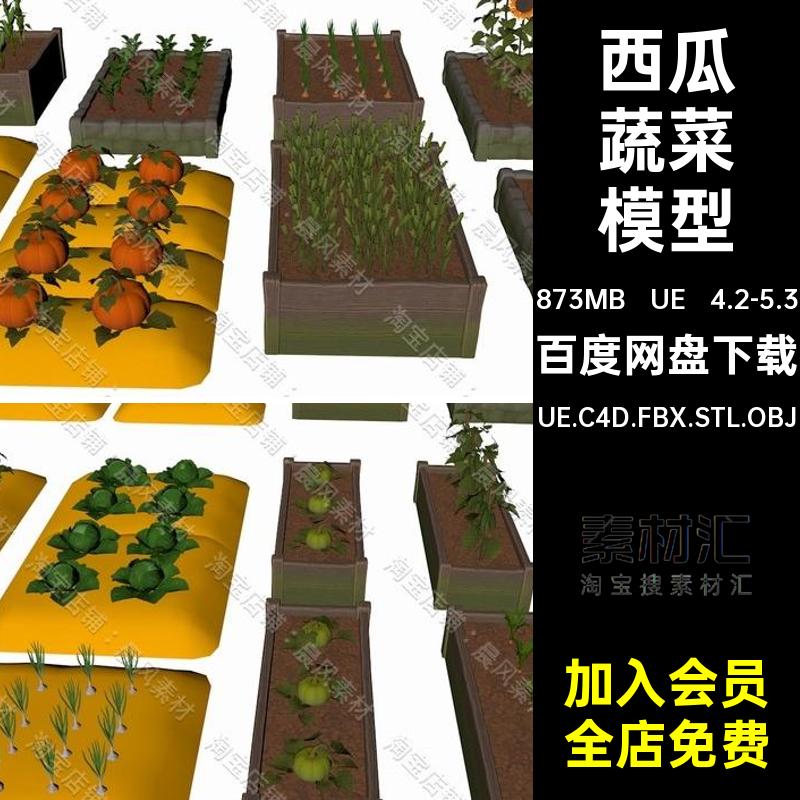 蔬菜三维模型南瓜过程FBX玉米OBJUE.C4D.FBX.STL.OBJ萝卜向日葵