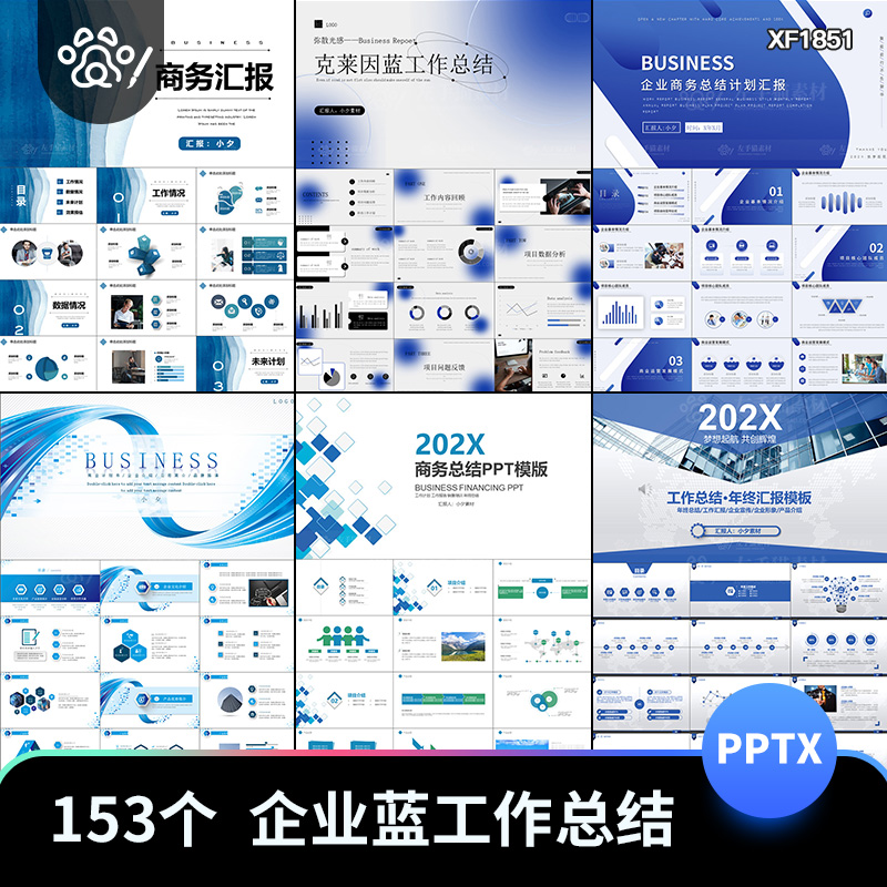 科技蓝色企业公司简介年度报告季度工作总结述职计划介绍PPT模板