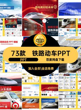 地铁动车PPTPPT模板汇报铁路ppt73款素材宣传行业轨道交通高铁