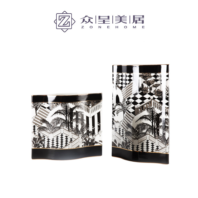 后现代简约美式异形样板间花器