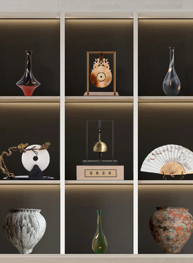 新中式现代禅意家居摆件样板间书房茶室玄关博古架客厅桌面装饰品