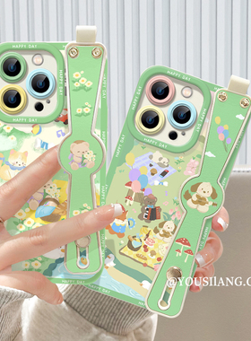 草坪野餐iqoo11手机壳iqoo10/9/8pro新款腕带iqooneo7/6/5se液态硅胶IQOO7防摔女iq005/3全包iqooz5/z3/z1套