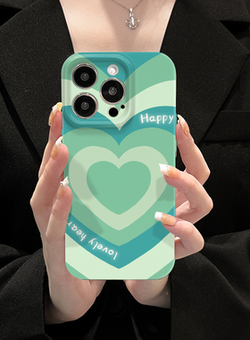 适用iphone14pro手机壳苹果14新款12/11菲林女13promax软14plus绿色爱心12/13mini全包PRO创意MAX个性保护套
