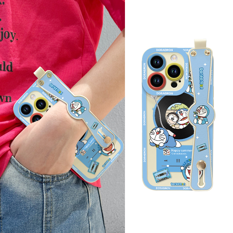 叮当磁带适用iphone15pro手机壳苹果14新款腕带13/12mini创意支架xs/xr全包镜头7/8plus液态硅胶max女保护套