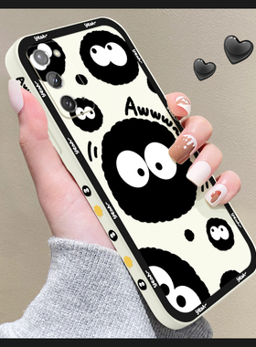 创意黑色煤球适用三星note20手机壳Note20ultra可爱NOTE10液态硅胶SM-NT9超薄a70防摔Galaxy新款a52女保护套