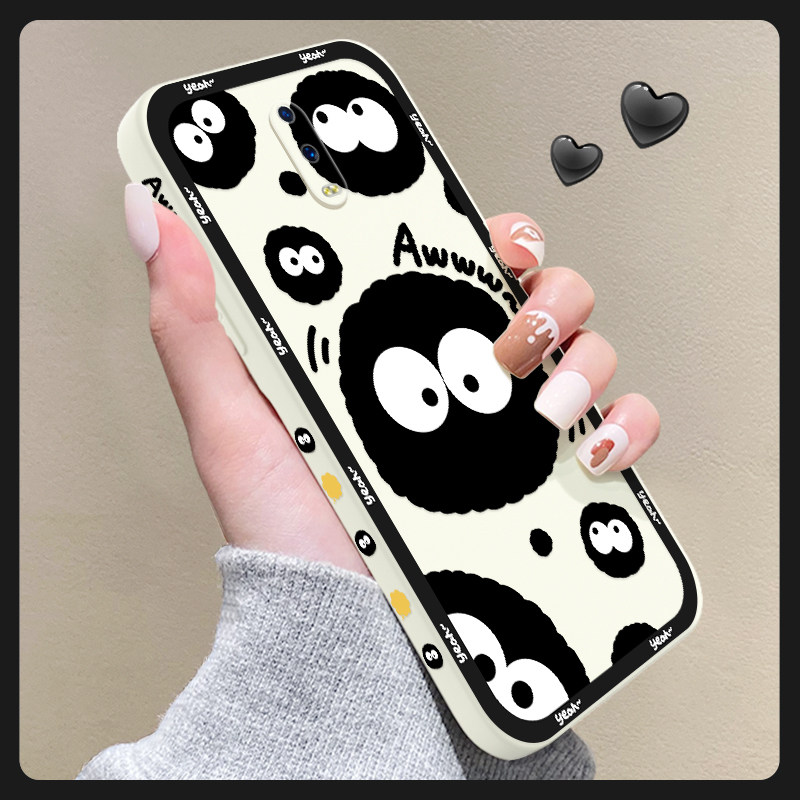 创意黑色煤球oppor17手机壳r17pro可爱R15标准液态硅胶r11超薄防摔r11plus新款全包镜头r15梦境网红女OPPO套