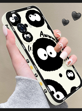 创意黑色煤球适用华为nova11手机壳nova10/9可爱NOVA8PRO液态硅胶nowa7超薄防摔nova9se新款全包镜头女SE外套
