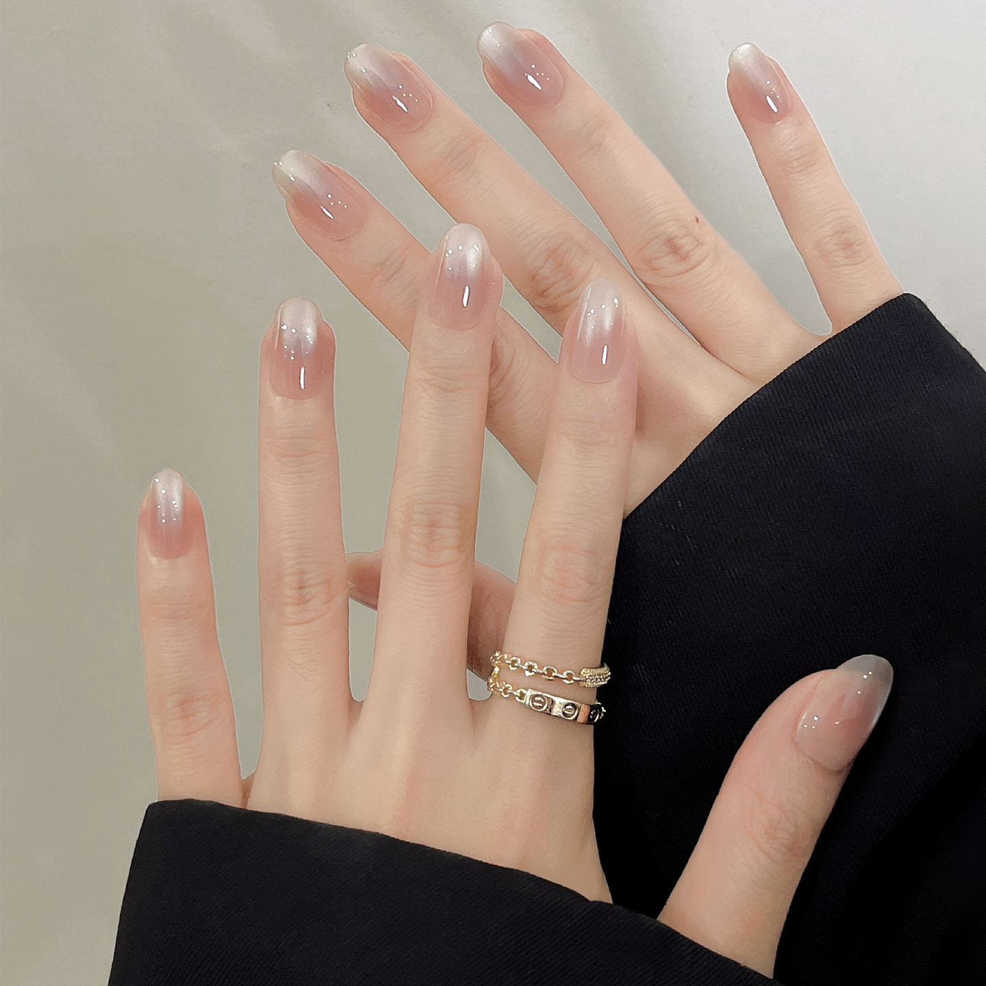 冰透纯欲裸色猫眼显白穿戴甲贴片