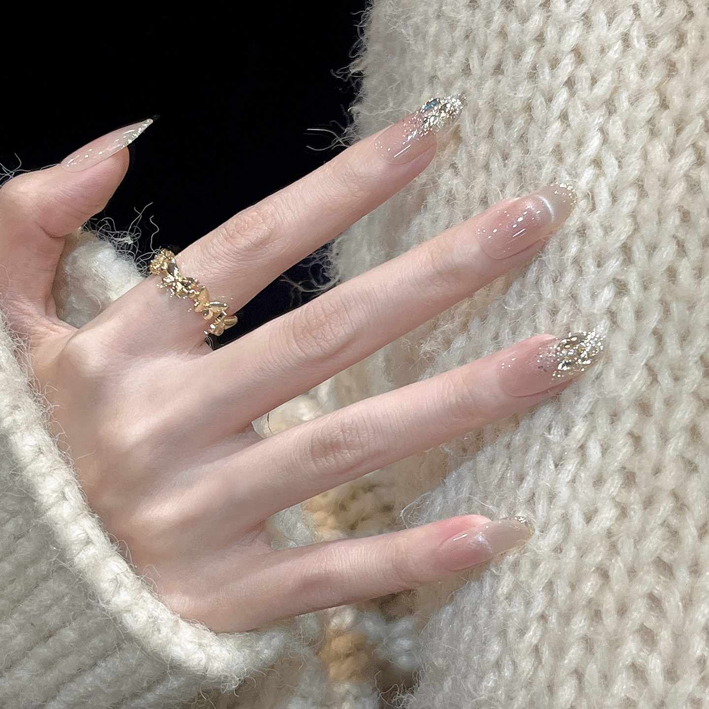 美甲穿戴甲裸色月牙猫眼轻奢碎钻2026新款高级感手工贴片裸纱碎金,彩妆/香水/美妆工具,穿戴甲/甲片,淘宝优惠券,粉丝福利购,淘宝优惠卷