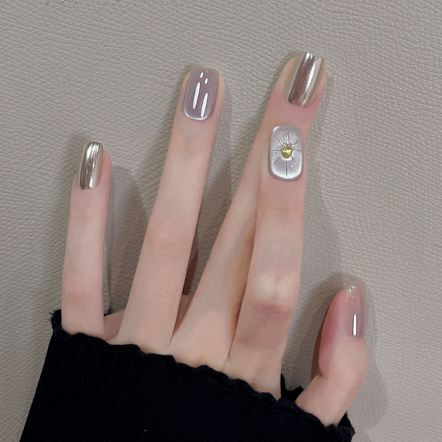 手工穿戴美甲短款魔镜粉裸色猫眼2026新款高级感指甲贴片闪亮星尘,彩妆/香水/美妆工具,穿戴甲/甲片,淘宝优惠券,粉丝福利购,淘宝优惠卷