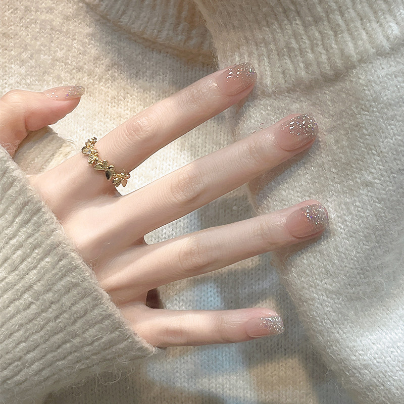 纯手工定制穿戴甲高级感2026年新款短款裸色轻奢细闪新娘银河遐想,彩妆/香水/美妆工具,穿戴甲/甲片,淘宝优惠券,粉丝福利购,淘宝优惠卷