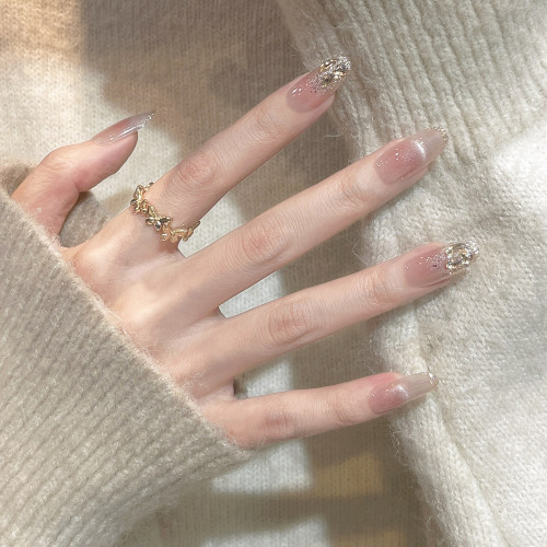 手工定制穿戴甲拍婚纱照美甲2026新款高级感绝美精致碎钻裸纱碎金