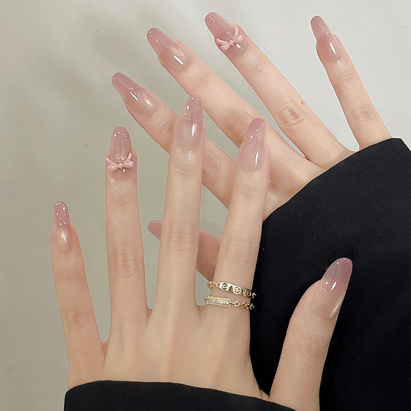 心动甜妹系少女蝴蝶结手工穿戴甲