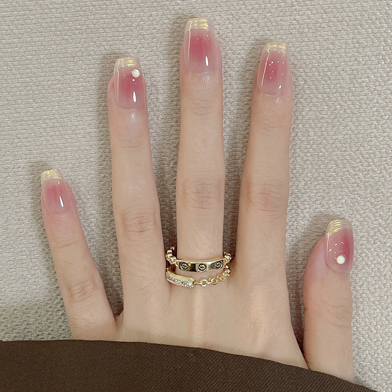 鎏金褶皱法式晕染腮红气质穿戴甲