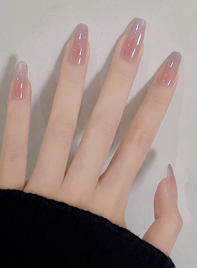 纯手工穿戴美甲中长款2025新款高级感清透紫色猫眼渐变悦动旋律