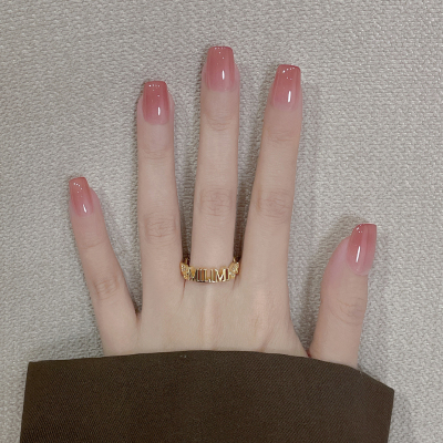 氛围感玫瑰豆沙晕染渐变美甲贴片