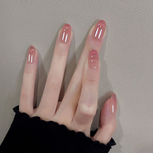 温柔冰透水润渐变月牙法式穿戴甲