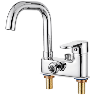 新款旋钮浴室面盆水龙头带淋浴花洒洗脸盆冷热水龙头双孔双用洗头