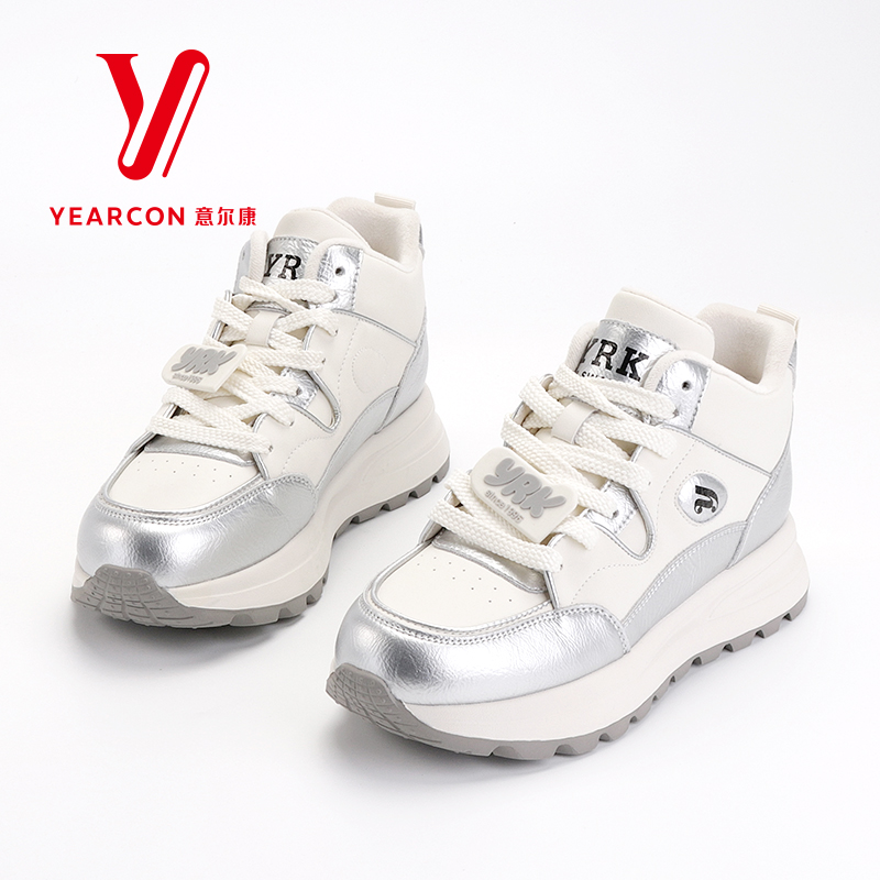 意尔康女鞋2025新款秋冬季加绒老爹鞋女厚底休闲鞋百搭运动鞋棉鞋