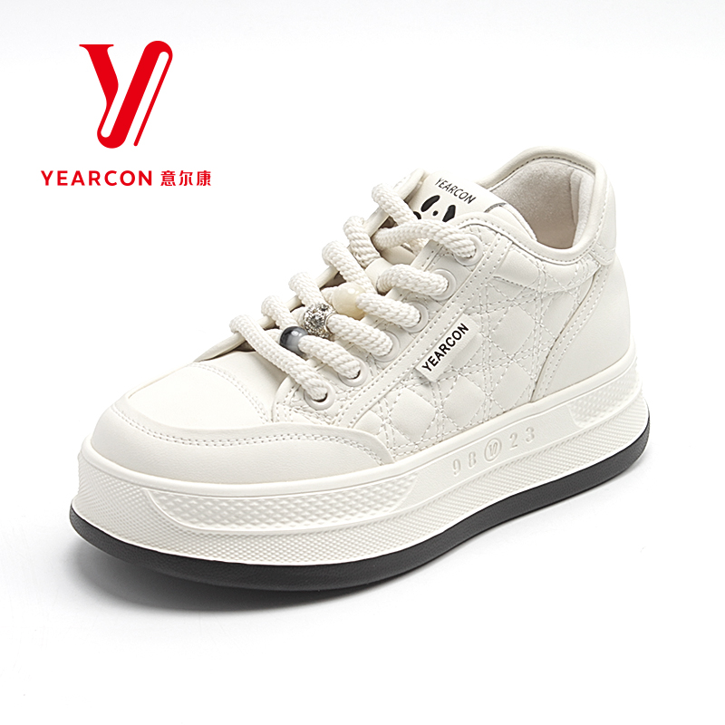 意尔康女鞋2025新款秋冬季加绒高帮鞋女厚底休闲棉鞋保暖百搭板鞋