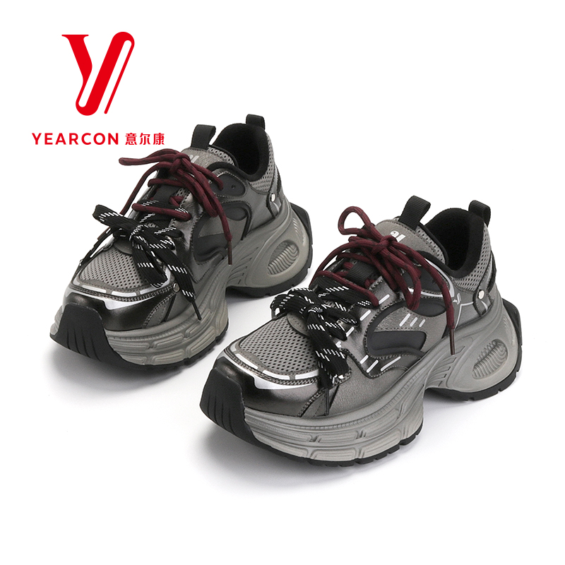 意尔康女鞋2025新款秋冬季老爹鞋女厚底休闲鞋百搭运动鞋潮流棉鞋